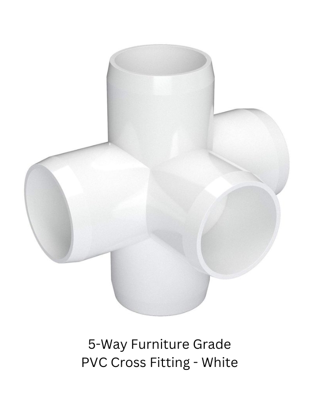 5 Way Furniture Grade PVC Cross Fitting White