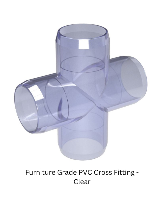 Furniture Grade PVC Cross Fitting Clear